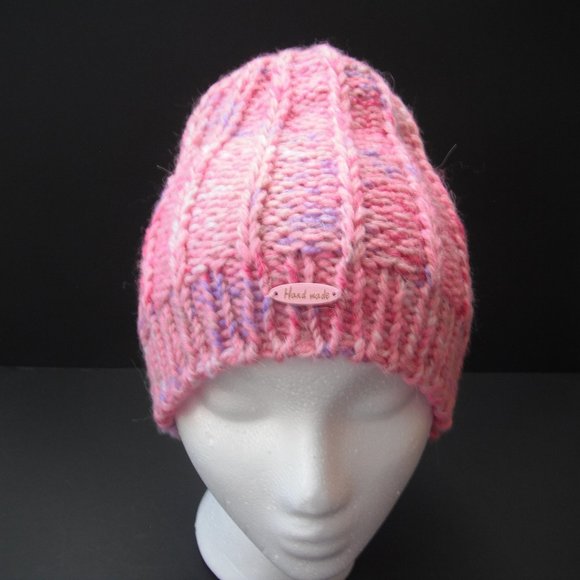 Hand Knitted Hat Toque Adult Size - S(M) Wool Pink - 015 Hand knit by me - Picture 2 of 7